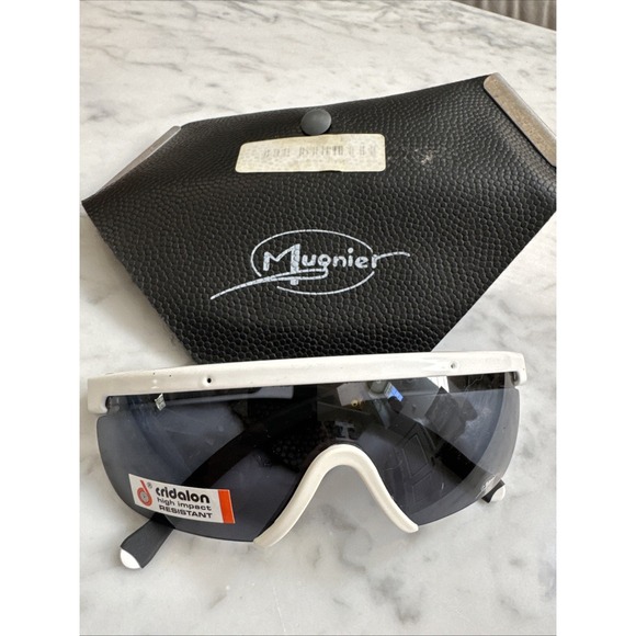 Mugnier‎ Sports Athletic Shield Wrap Sunglasses White Carbon Fiber France